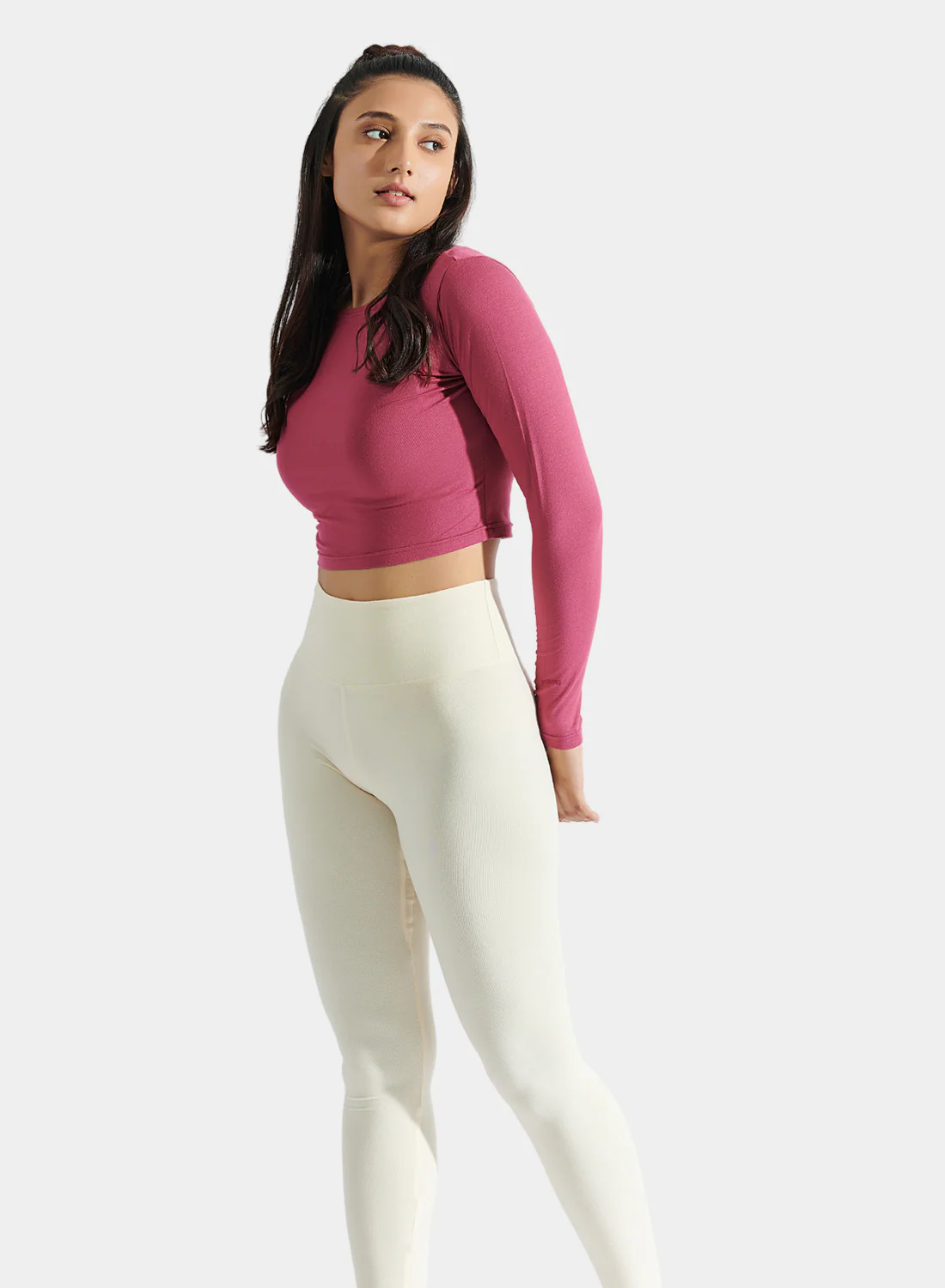 Aero Long Sleeve Crop Tee Malaga Pink - Image 6