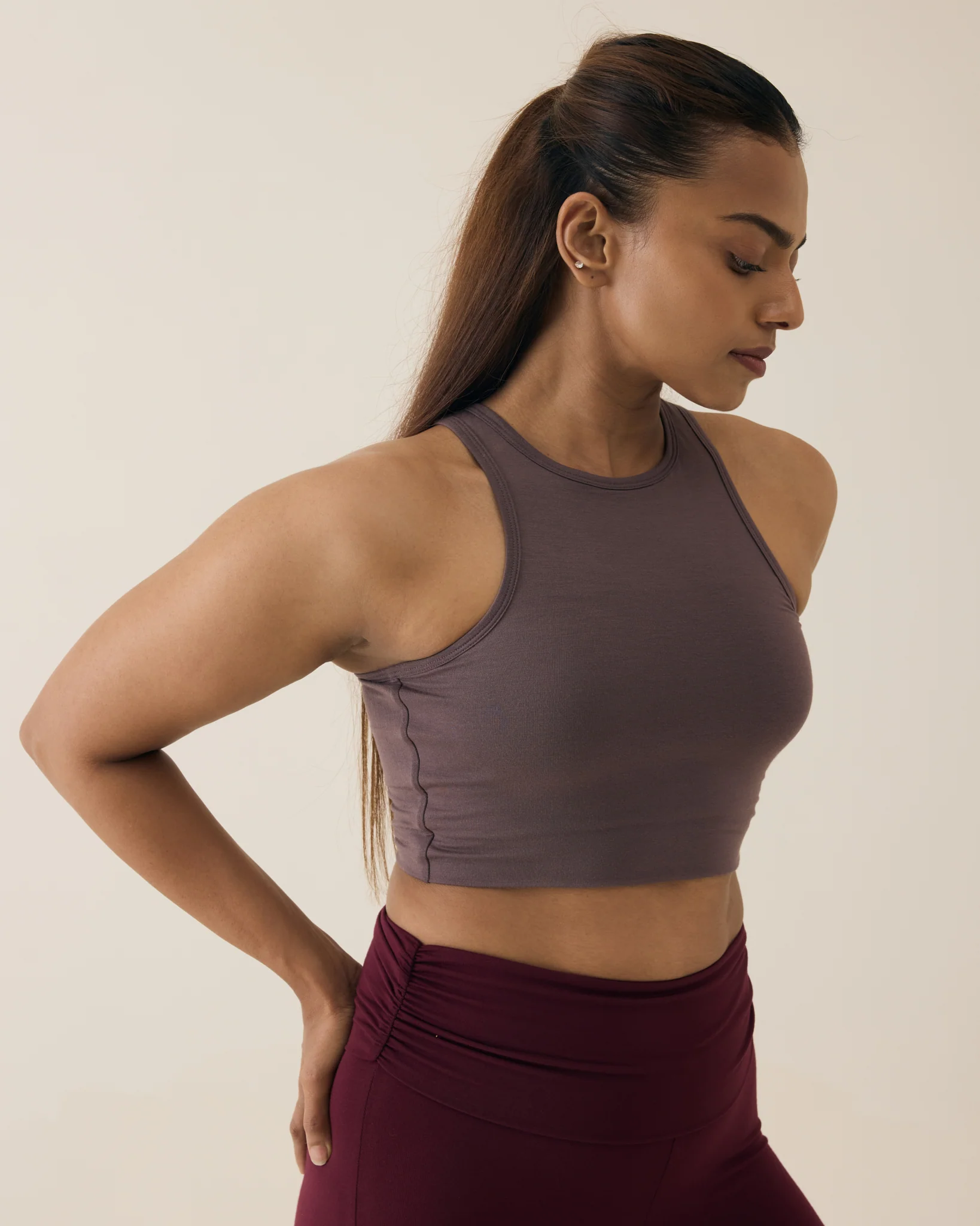 Aero Racer Cropped Top Dusty Fig - Image 3