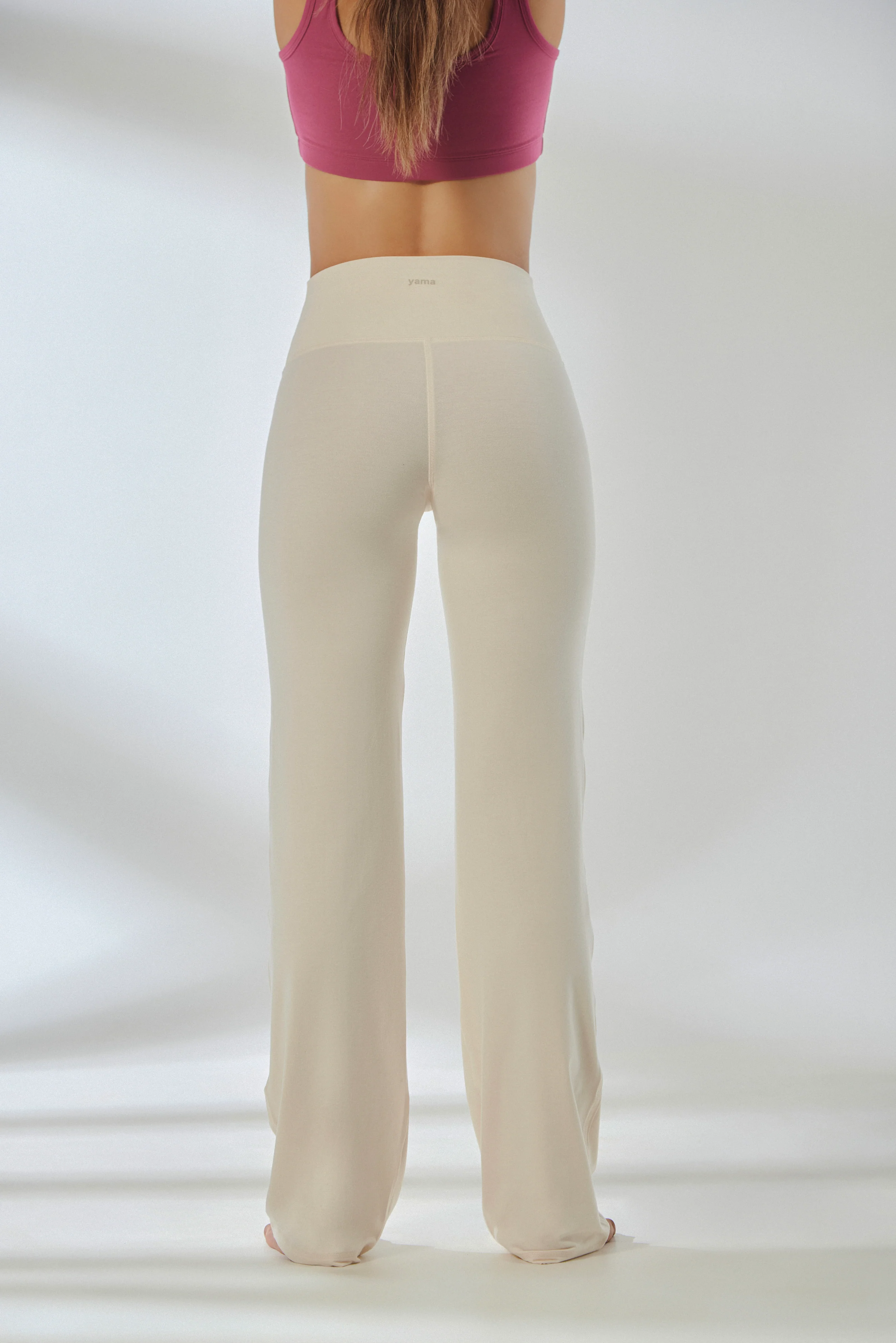 Aero Set Malaga Pink Athletic Bra and Vanilla White Flared Yoga Pants - Image 3