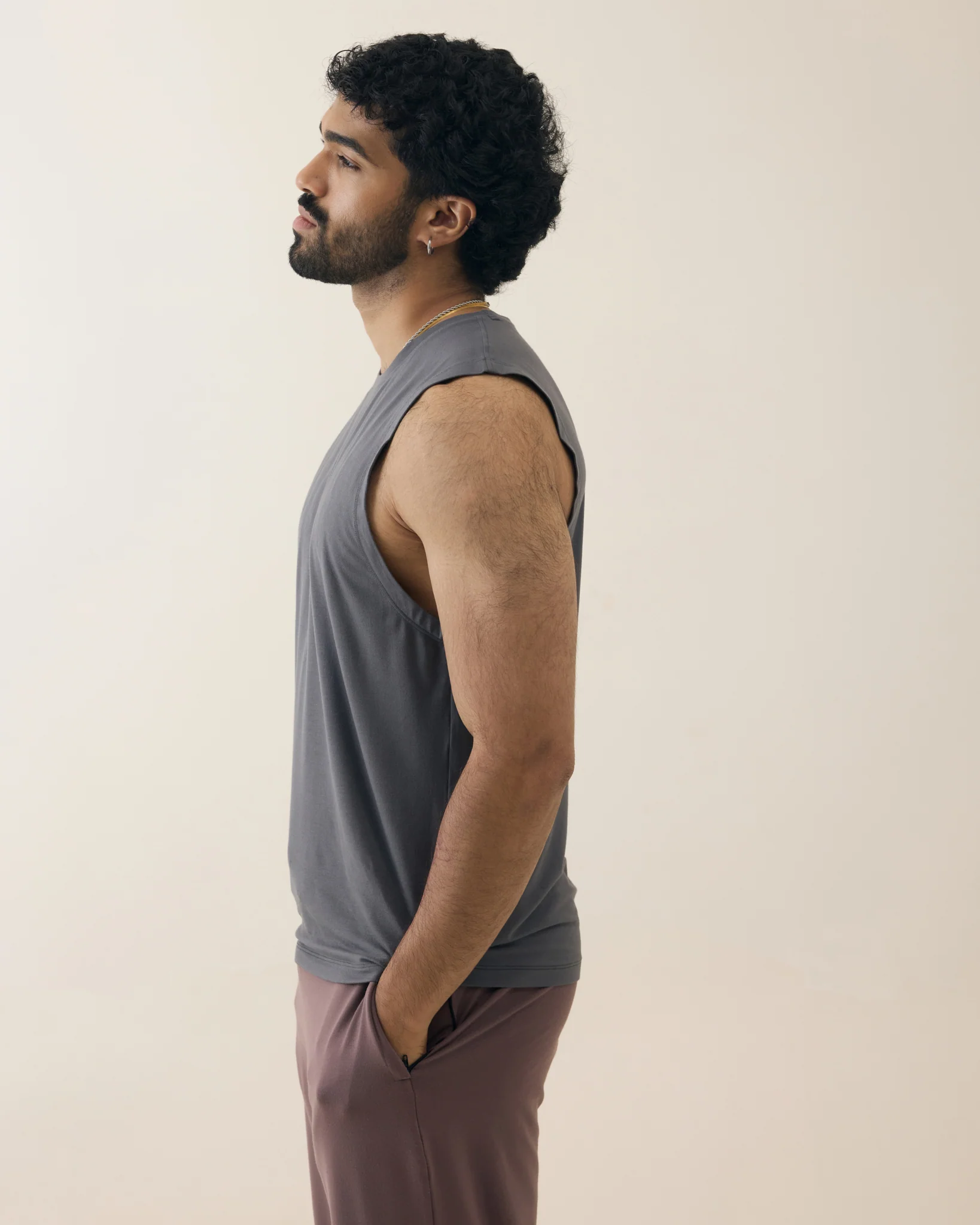 Aero Set Stone Grey Muscle Tee and Dusty Fig Pants - Image 4