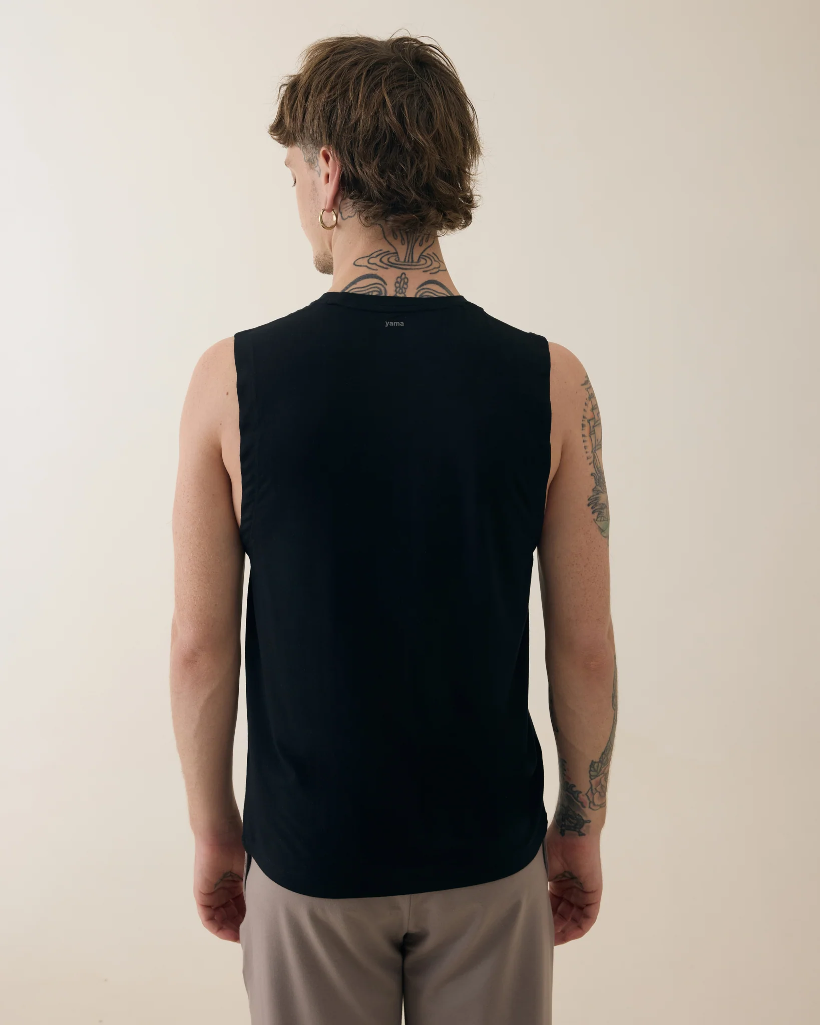 Aero Set Midnight Black Muscle Tee and Sand Grey Pants - Image 5