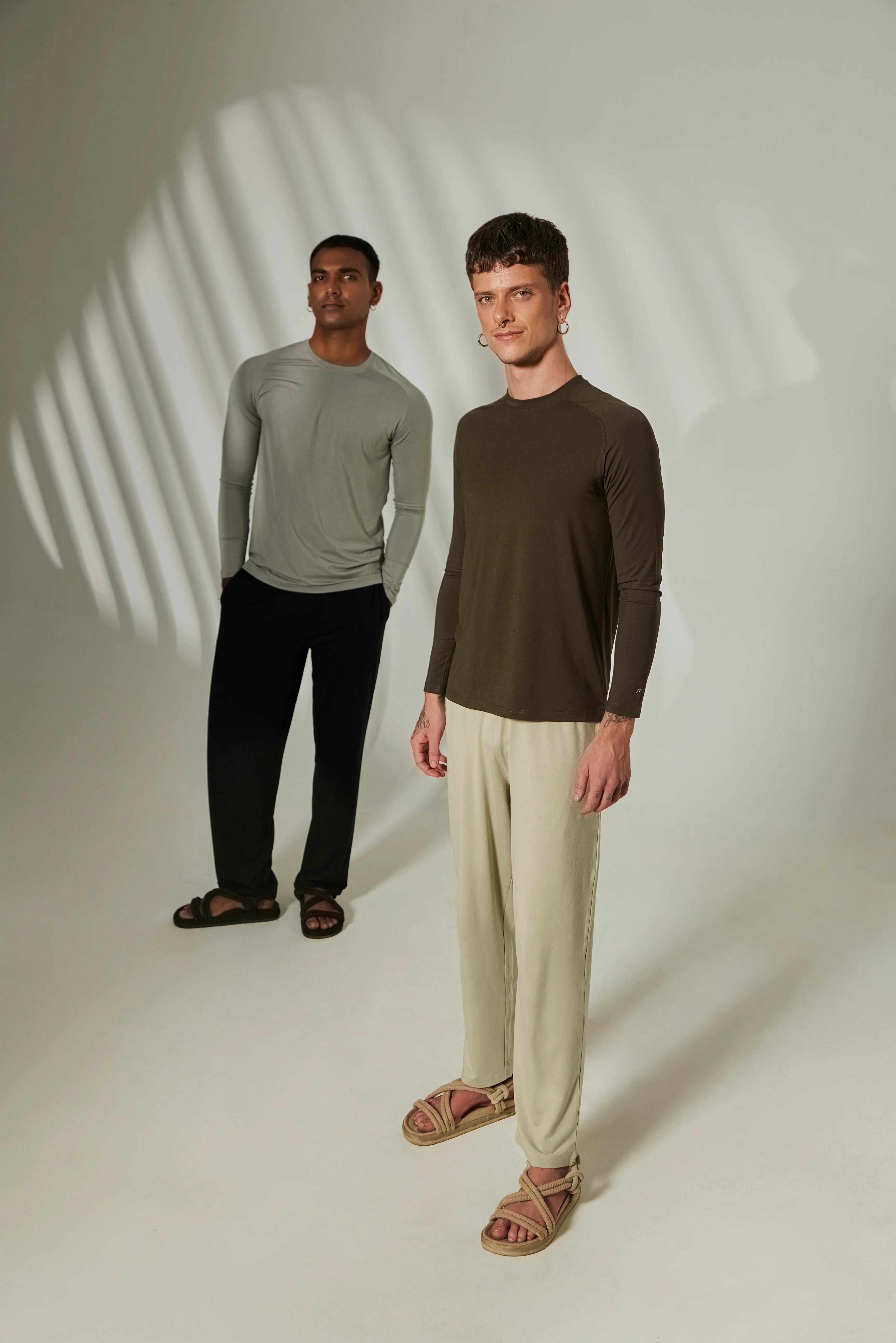 Aero Set Olive Slim Fit Long Sleeve Tee and Alfa Beige Pants - Image 2