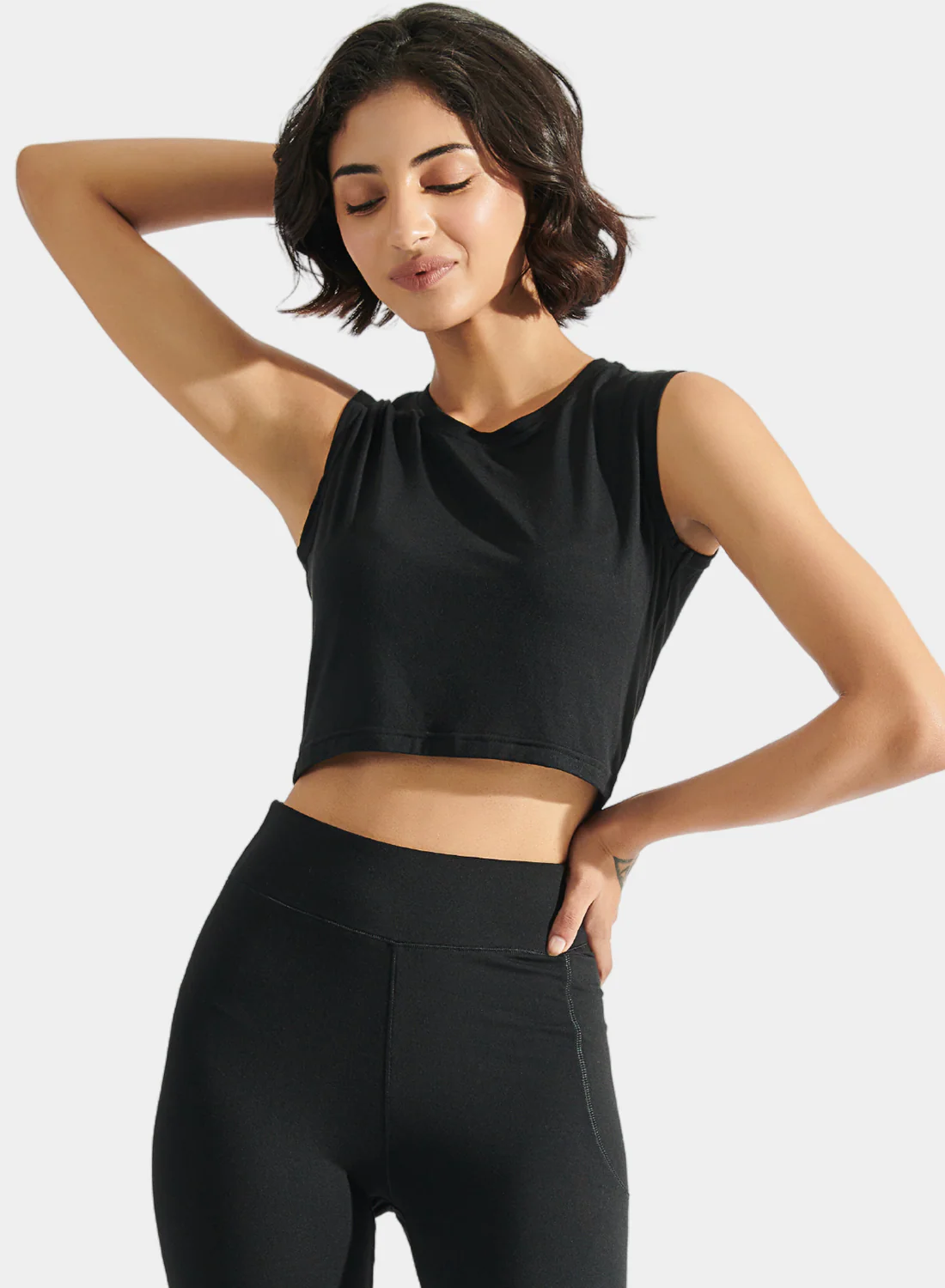 Aero Sleeveless Crop Tee Alfa Beige - Image 7