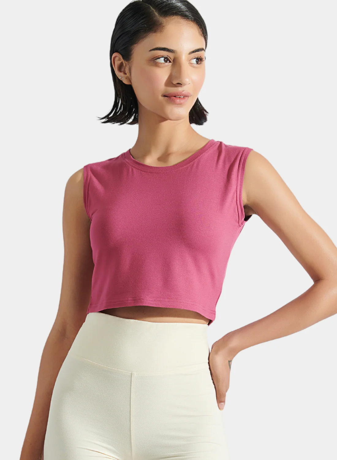 Aero Sleeveless Crop Tee Malaga Pink - Image 3