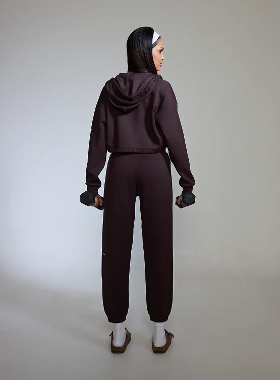 Aeroclouds Womens Zipper Retreat Hoodie Espresso - Image 4