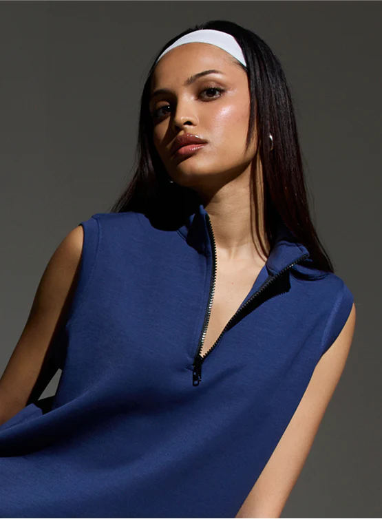 Aeroclouds Sleeveless Half Zipper Retreat Pullover Luna Blue - Image 3
