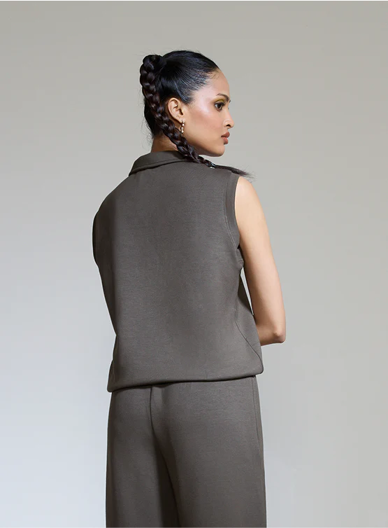 Aeroclouds Sleeveless Half Zipper Retreat Pullover Olive - Image 5