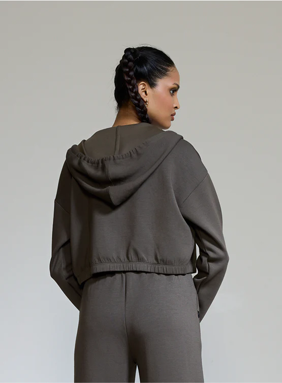 Aeroclouds Womens Zipper Retreat Hoodie Olive - Image 4